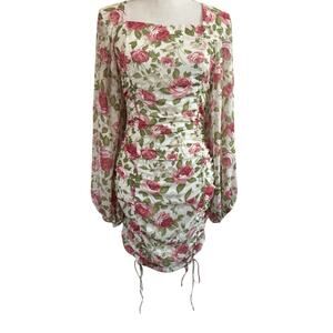 Mable Romantic Floral Ruched Mini Dress Size Small